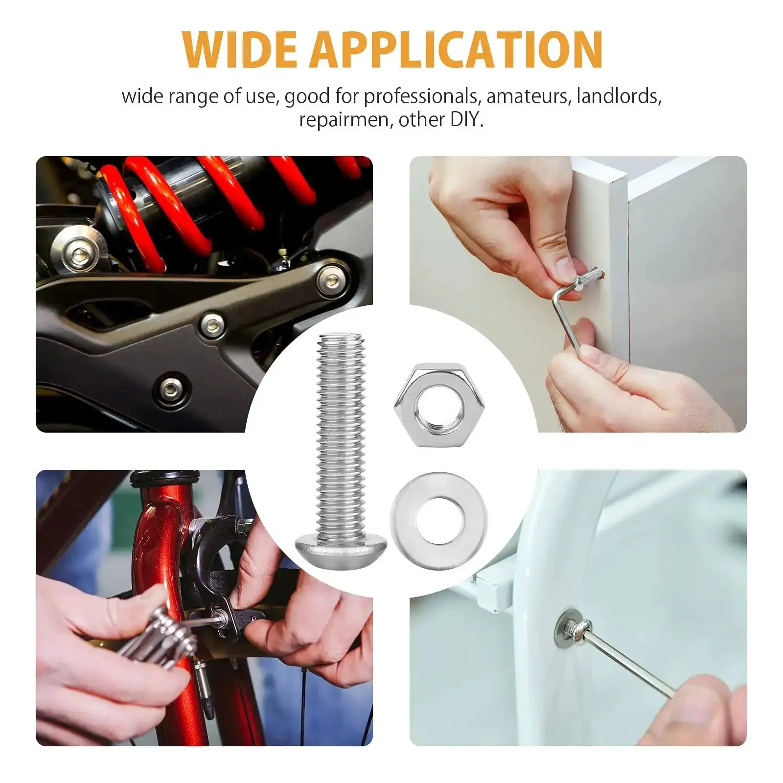 197Piece SAE Hex Button Head Screw Set With 1/4-20 5/16-18 3/8-16 Bolts, Washers And Nuts, 304 Stainless Steel Hardware Kit Including 12 Sizes For DIY Projects And Professional Repairs - Image 3