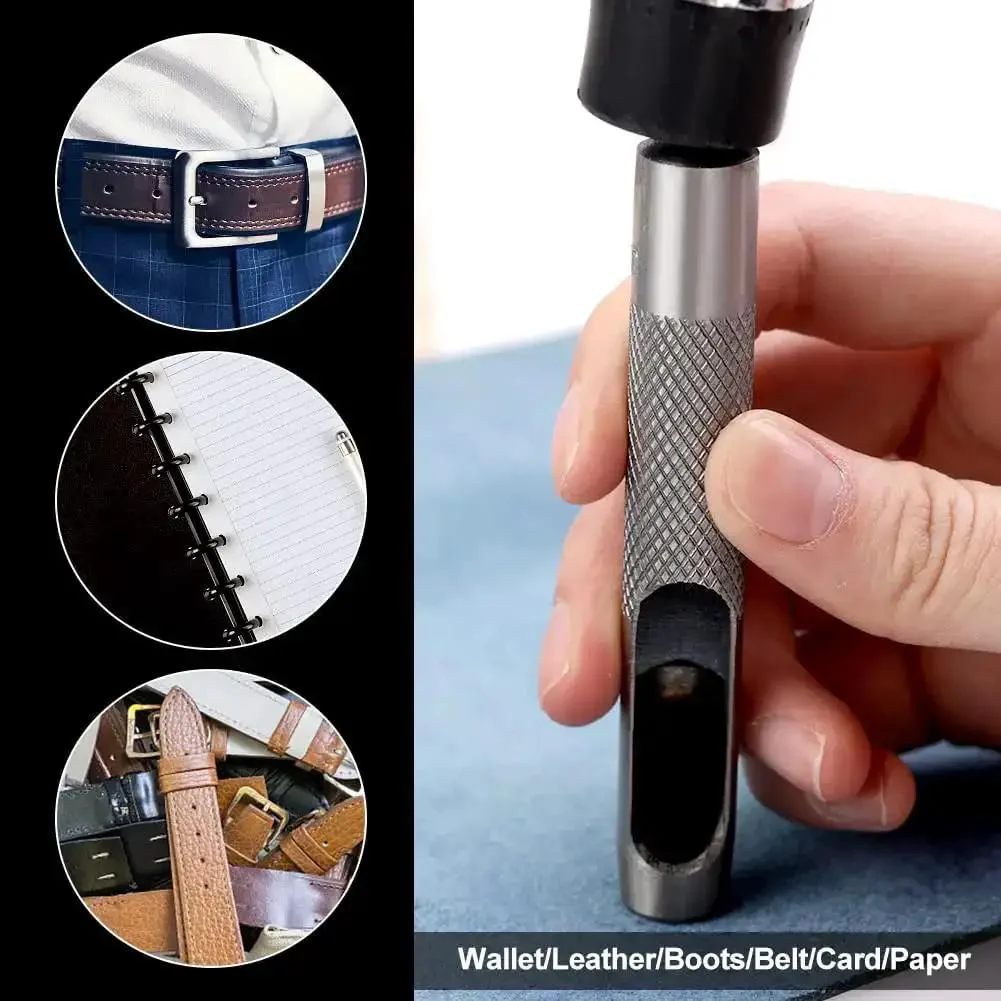 19mm Round Hollow Leather Punch Tool For Crafting Durable Carbon Steel Hollow Punch Cutter With Knurled Handle For A Secure Grip Pro Grade Leatherwork And DIY Projects 3.94 Inch Length - Image 3