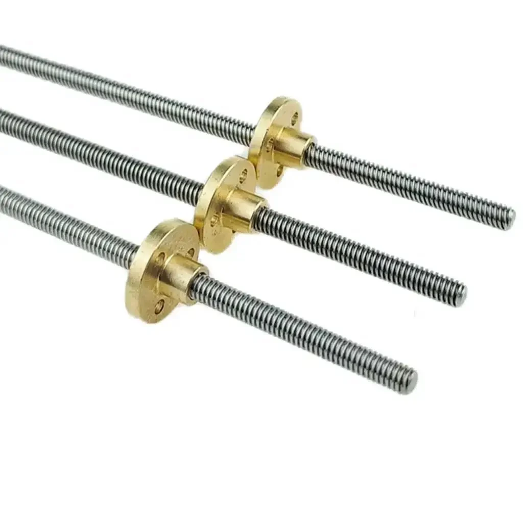 1Mm Pitch Threaded Rod For 3D Printers With Brass Nut, T5 Stainless Steel Trapezoidal Rod Lead 1Mm, Lengths 100Mm To 1000Mm, High Precision Linear Motion Guide For Diy CNC And Printers