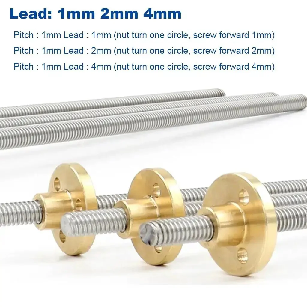 1Mm Pitch Threaded Rod For 3D Printers With Brass Nut, T5 Stainless Steel Trapezoidal Rod Lead 1Mm, Lengths 100Mm To 1000Mm, High Precision Linear Motion Guide For Diy CNC And Printers - Image 4
