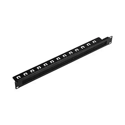 1U Rack Mount Cable Management Panel With Brush Slot For Clean Cable Entry For 19 Inch Racks Or Cabinets, Black, Heavy Duty Steel Construction, Dust Shielding, Sleek Pro Grade Installation Hardware Included
