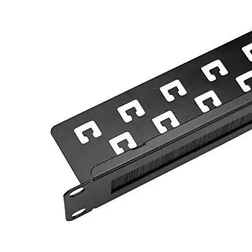 1U Rack Mount Cable Management Panel With Brush Slot For Clean Cable Entry For 19 Inch Racks Or Cabinets, Black, Heavy Duty Steel Construction, Dust Shielding, Sleek Pro Grade Installation Hardware Included - Image 3