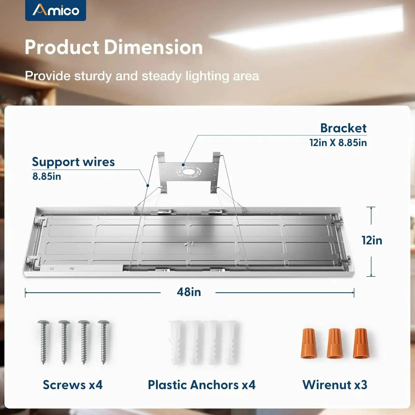 1x4 LED Flat Panel Light Surface Mount, Dimmable Triac, 30/40/50W Adjustable, 3CCT 3500K/4000K/5000K, 5750LM Troffer Ceiling Fixture For Kitchen Garage Basement, ETL Certified, Energy Saving High Brightness - Image 4