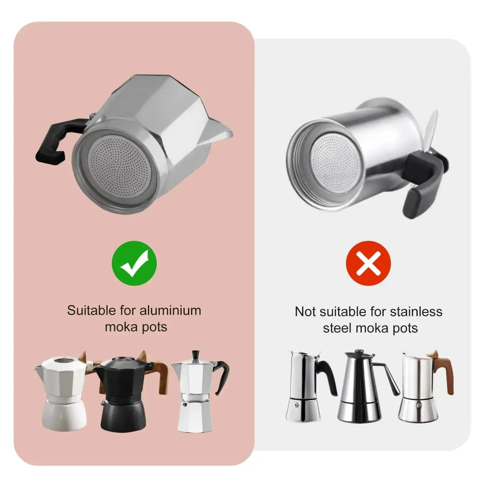 2, 3, 6, 9, 12 Cup Stovetop Espresso Gasket And Filter Set, Silicone Rubber Seal For Moka Pot Coffee Makers, Heat Resistant 56mm Gasket Replacement Parts Keeps Your Espresso Pot Tight - Image 5