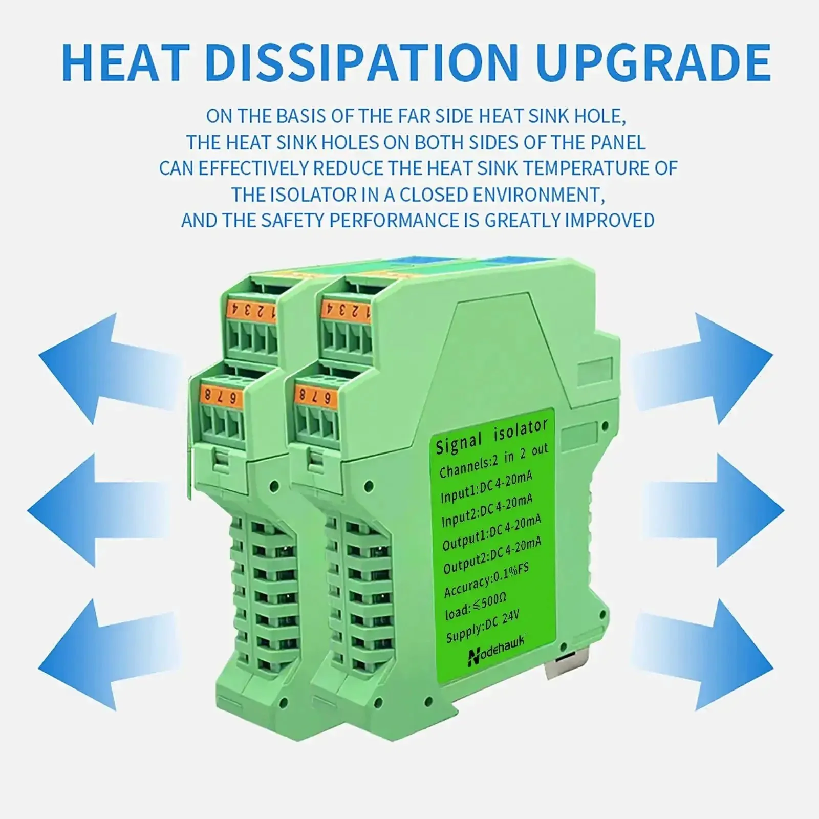 2 Channel Signal Isolator For 24V DC PLC Systems With 4 To 20mA Analog Output Dual Input Dual Output Signal Conditioner Ultra Slim DIN Rail Mounted Isolation Module For Safe Rugged Industrial Signal Transfer - Image 3