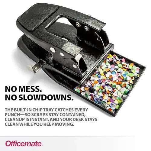 2 Hole Padded Punch For Office Use, Medium Duty, 50 Sheet Capacity, Ergonomic Padded Handles, Adjustable Paper Guide, Easy Clean Chip Tray, Black, Your Workhorse Office Essential For Quick Binders And Filing - Image 7