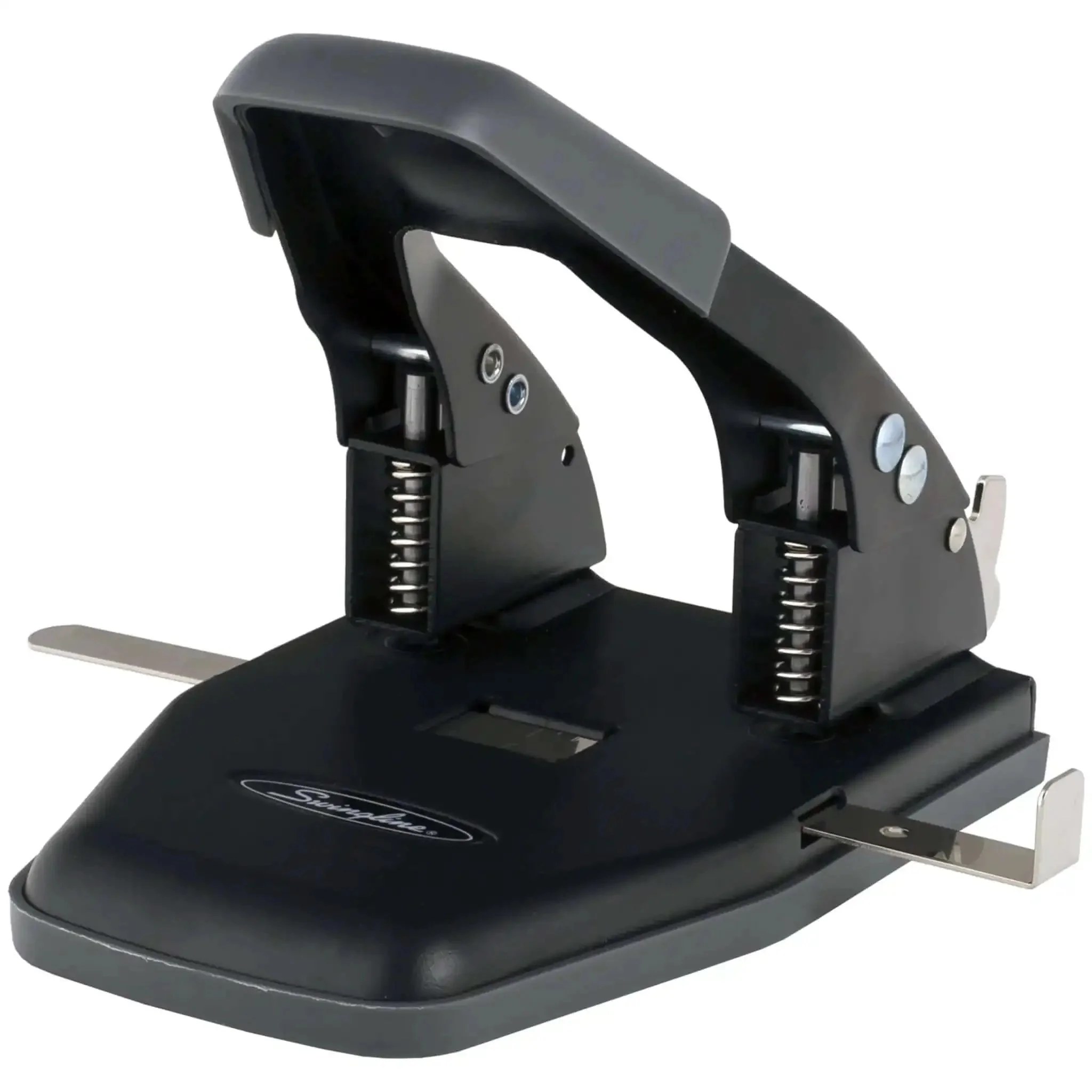 2 Hole Punch For Papers With 28 Sheet Capacity, Durable Metal Construction, Comfortable Padded Handle, Easy Lock For Storage, Alignment Guide, Black Office Puncher - Image 2