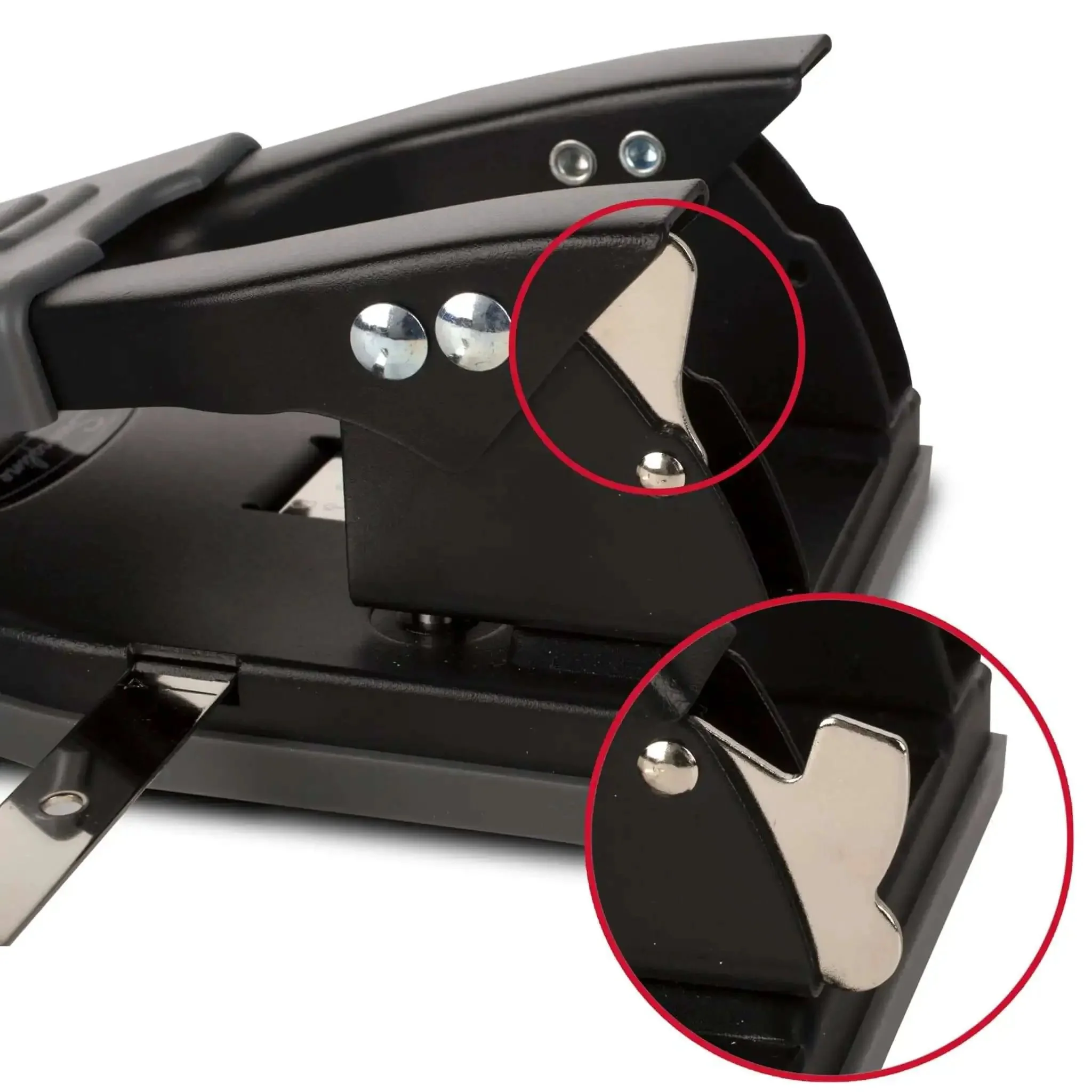 2 Hole Punch For Papers With 28 Sheet Capacity, Durable Metal Construction, Comfortable Padded Handle, Easy Lock For Storage, Alignment Guide, Black Office Puncher - Image 3