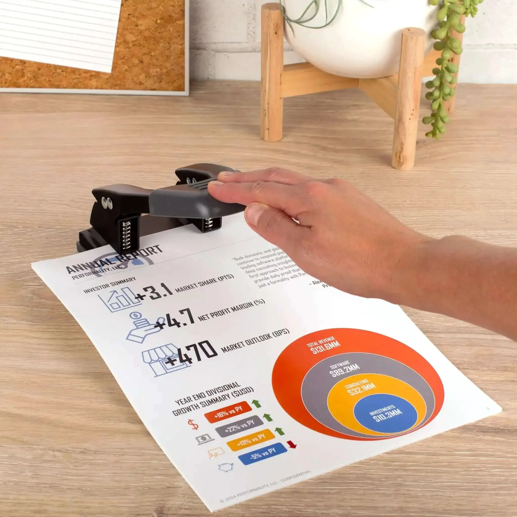 2 Hole Punch For Papers With 28 Sheet Capacity, Durable Metal Construction, Comfortable Padded Handle, Easy Lock For Storage, Alignment Guide, Black Office Puncher - Image 7