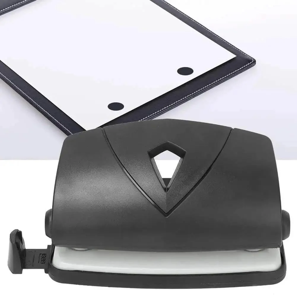 2 Hole Puncher With Positioning Ruler Mini Handheld Black Office Tool For School Non Slip Bottom 10 Sheet Capacity Keeps Chads Collected Precise Hole Alignment For Everyday Papers And Projects - Image 6
