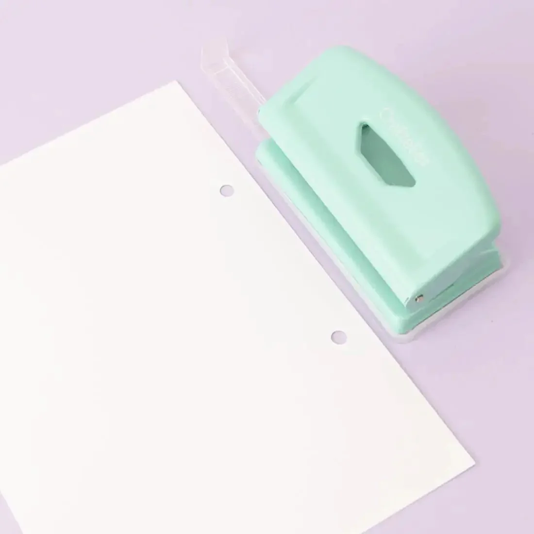 2 Hole Puncher With Waste Tray, 10 Sheet Capacity, Metal Puncher With Adjustable Guide, Non Slip Base, Low Effort Comfort Handle, No-Fuss, Office Or School Essential, Mint Finish - Image 5