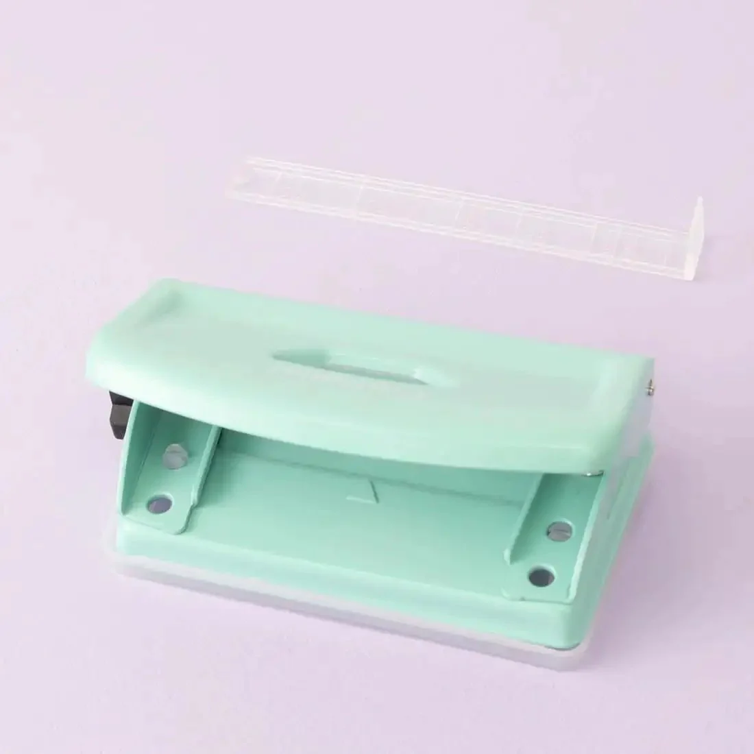 2 Hole Puncher With Waste Tray, 10 Sheet Capacity, Metal Puncher With Adjustable Guide, Non Slip Base, Low Effort Comfort Handle, No-Fuss, Office Or School Essential, Mint Finish - Image 9