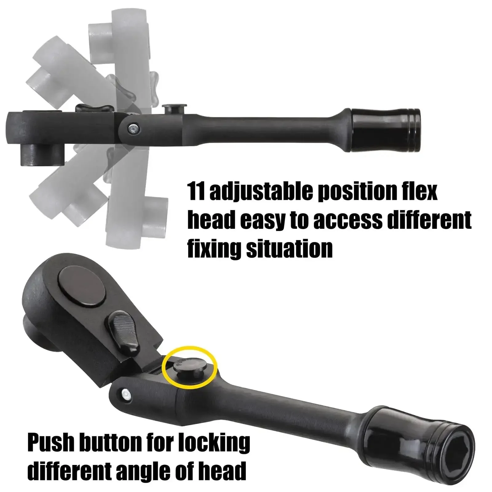 2-In-1 1/4 Inch Drive Quick Release Ratchet Set With 72-Tooth Ratchet, SAE And Metric Sockets, Flex Locking Head, Low-Profile Spline Bits, Compact Metal Case, Multi-Function Tool Kit - Image 4