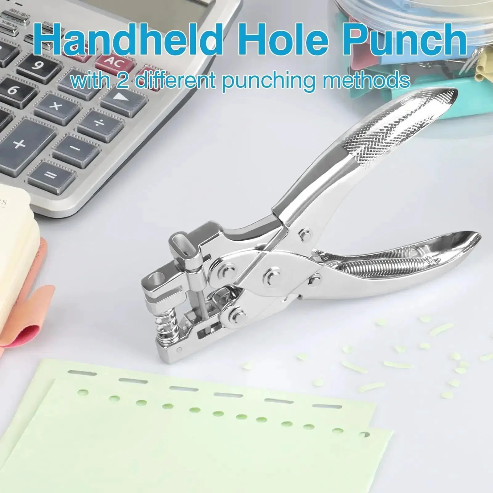 2 In 1 Badge Slot Hole Punch For Id Cards And More No Nonsense Heavy Duty Hand Punch Made Of Metal For PVC Cards Paper And Cardstock 5mm Round Hole And 13x3mm Slot Hole Silver - Image 3