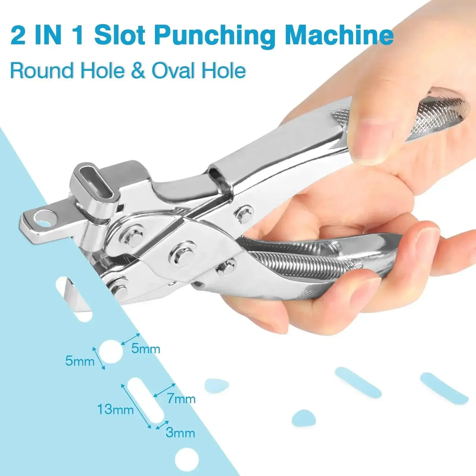 2 In 1 Badge Slot Hole Punch For Id Cards And More No Nonsense Heavy Duty Hand Punch Made Of Metal For PVC Cards Paper And Cardstock 5mm Round Hole And 13x3mm Slot Hole Silver - Image 7
