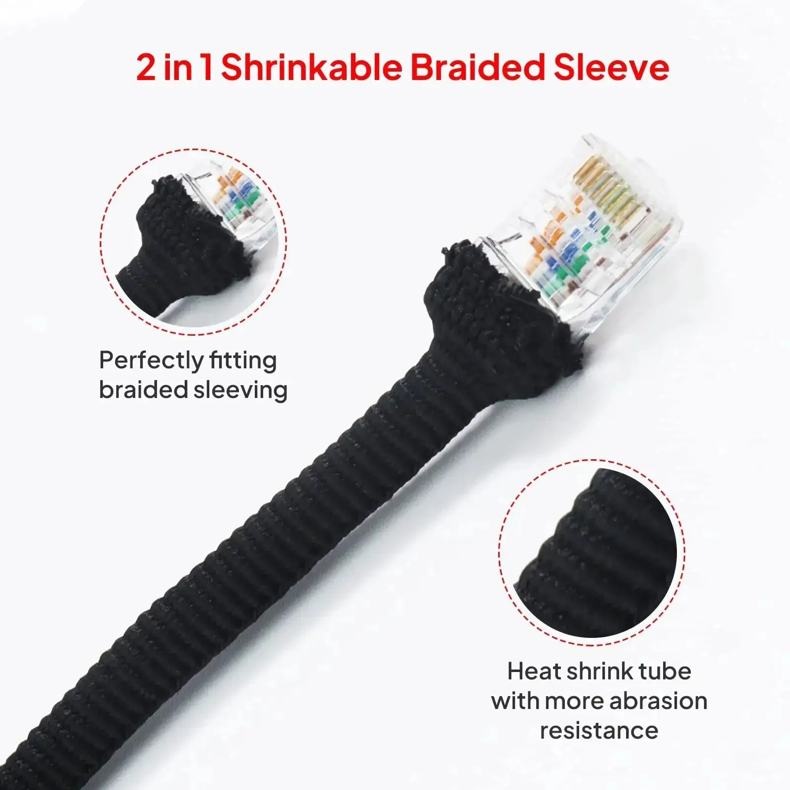 2 In 1 Heat Shrink Braided Sleeving Fabric Tubing For Irregular Shape Hoses And Cables, Tough As Nails Abrasion Resistant Sleeve That Shrinks To Half Its Inner Diameter, Half Inch 12mm ID, 14 Feet Long, Keeps Wires Clean And Protected - Image 9