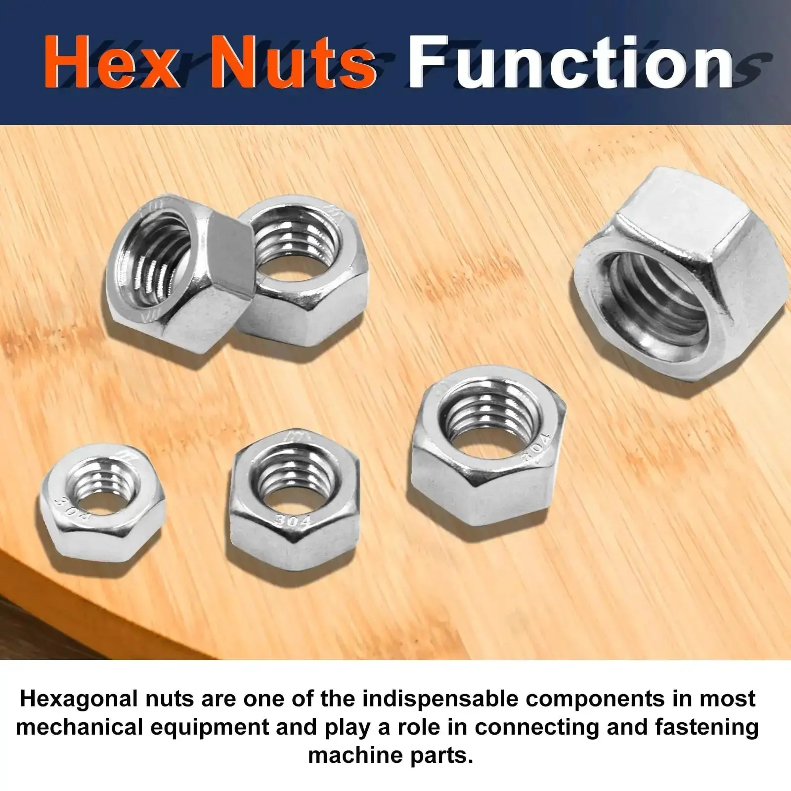 2 In 1 SAE And Metric Hex Nut Set In Stainless Steel 510 Piece Nut Kit With Inch And Metric Threads From 2 To 10 And From M2 To M12 Heavy Duty DIY Repair Kit Organization Ready - Image 3