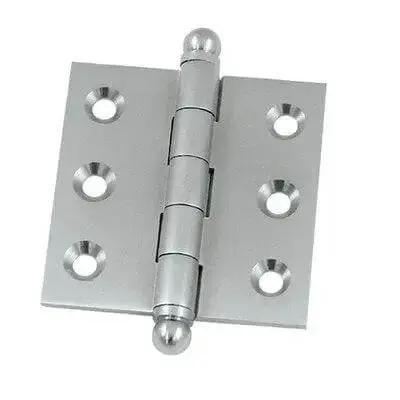 2 In. X 2 In. Solid Brass Cabinet Hinge With Ball Tips Chrome Finish Set Of 10 Hinges Includes 3/4 In. Wood Screws For Smooth Frictionless Door Operation Square Corner Design