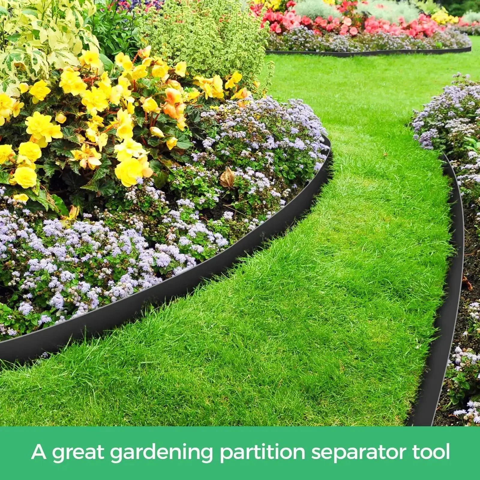 2 Inch Landscape Edging Border Kit With 100 Anchoring Spikes, 66 Foot Flexible Plastic Edge For Garden Beds Lawns Pavers And Pathways, Easy No Digging Install, Durable Weather Ready Black - Image 7