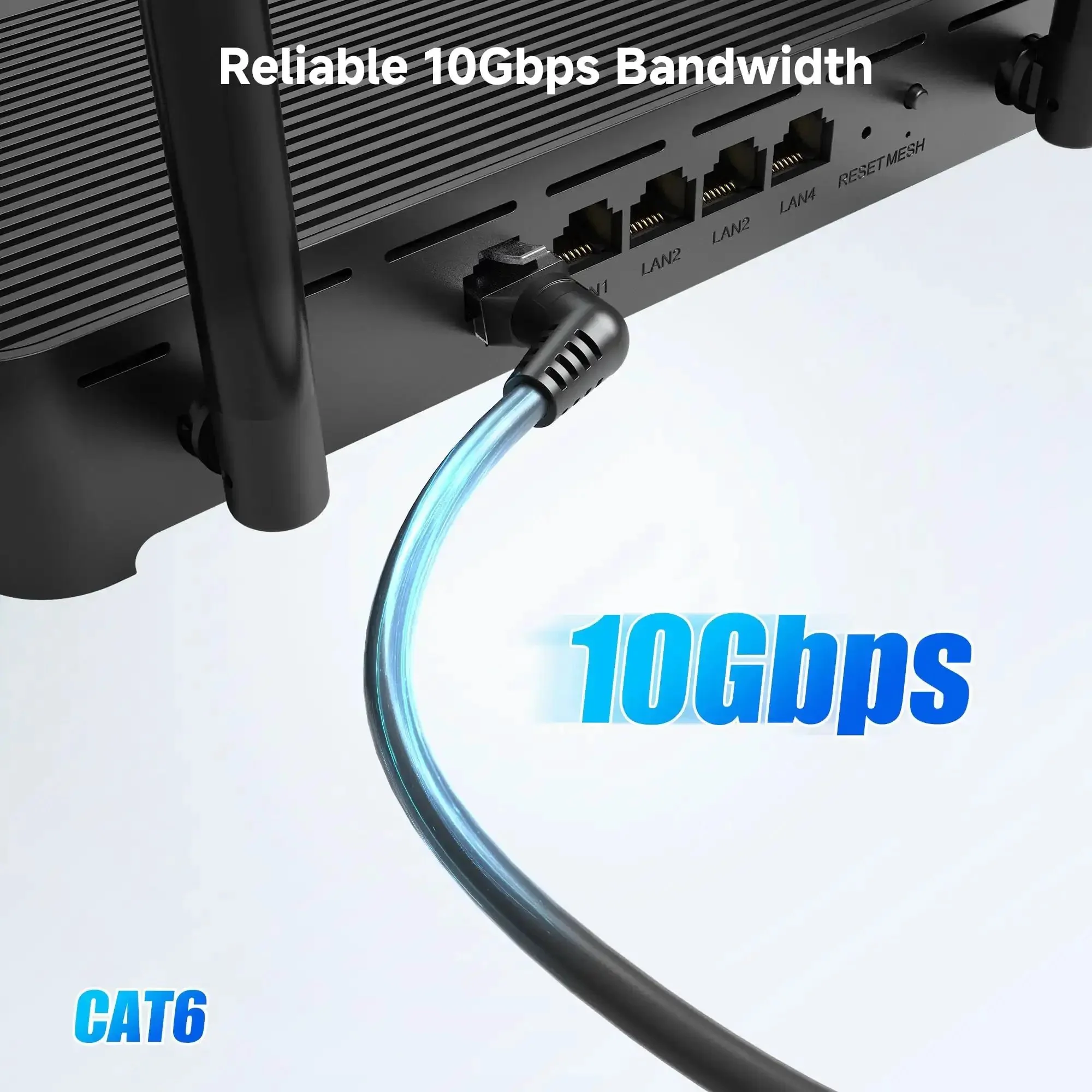 2-Pack 10Gbps Cat6 Ethernet Patch Cable Right Angle With 360-Degree Rotatable Connectors, 1ft Ultra-Flex PVC Jacket For Tight Spaces, Black Great For Gaming, Streaming, And Fast, Stable Network Or Router Setup - Image 7