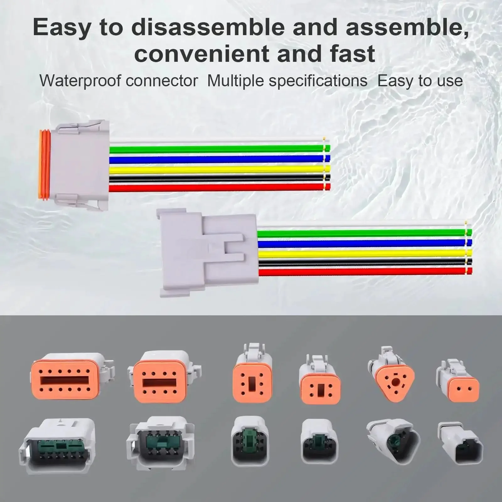 2 Pack 12 Pin Waterproof DT Connector Set With Male And Female Wires, 16 AWG 105 C Rated 600V Cables, Tin Plated Copper Pins, Heat Shrink Tubes, Built For Auto Electrical Wiring And Sealed Connections - Image 2