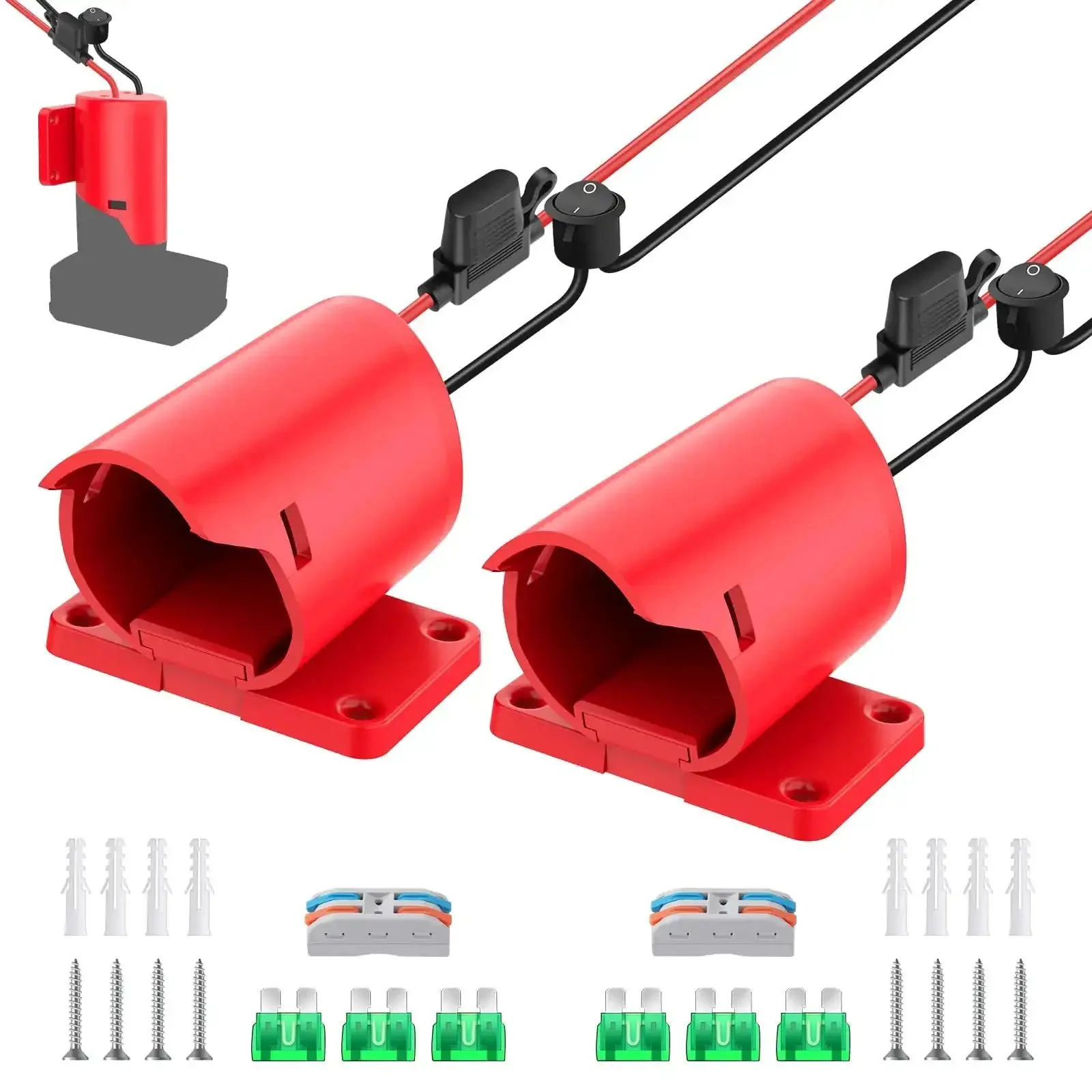 2 Pack 12V Battery Adapter For Power Wheels With Switch, Fuse, 12AWG Wire, Wire Terminal, Compatible With M12 Battery Series, Power Tool Conversion Kit For DIY RC Cars And Toys