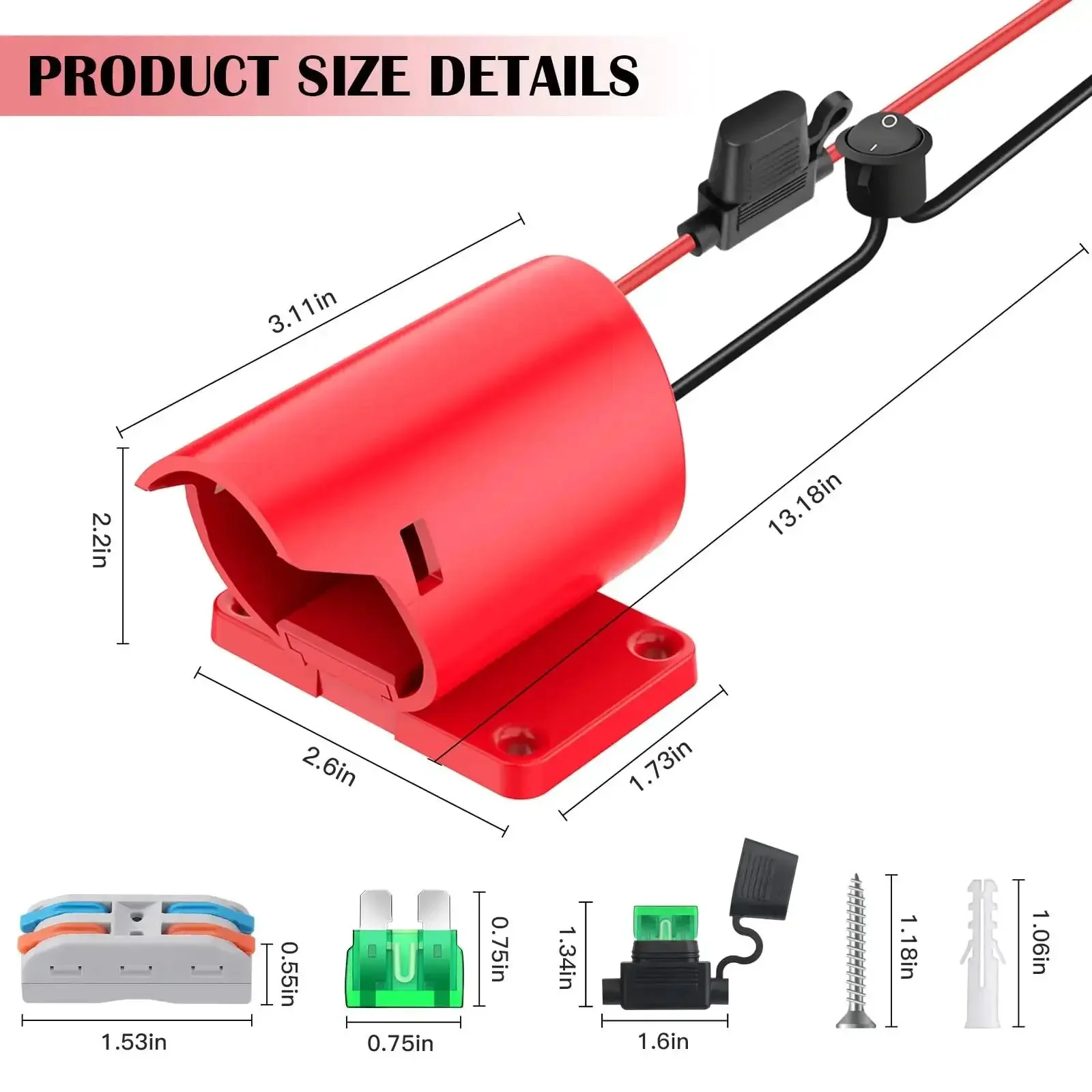 2 Pack 12V Battery Adapter For Power Wheels With Switch, Fuse, 12AWG Wire, Wire Terminal, Compatible With M12 Battery Series, Power Tool Conversion Kit For DIY RC Cars And Toys - Image 2