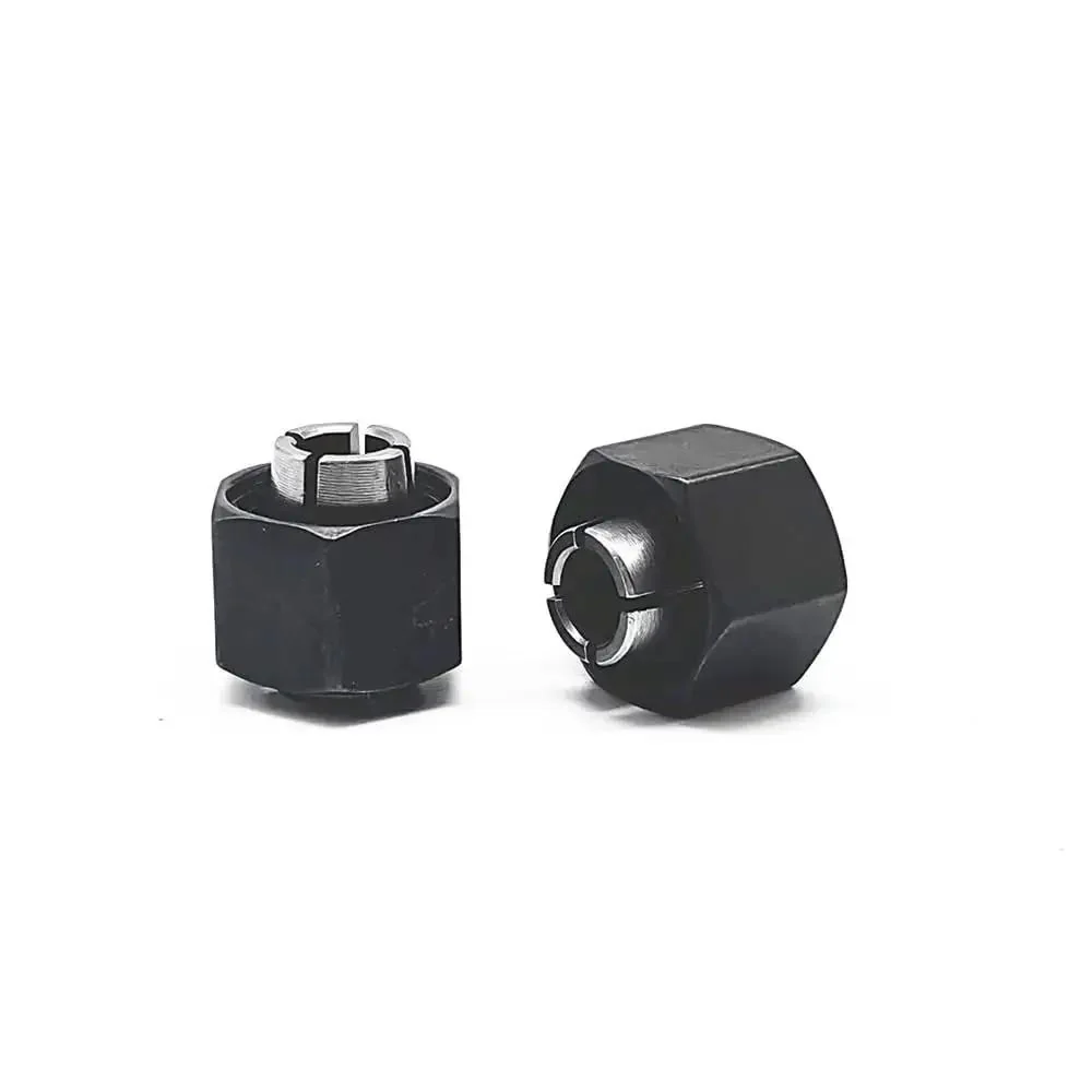 2 Pack 1/4 Inch Router Collet With Nut Replacement For A24215SV And DWP611 Series Routers, Quick Install, Beefy Clamp, Ultra Durable Build, Black Finish, Replaces DWP611PK Variants