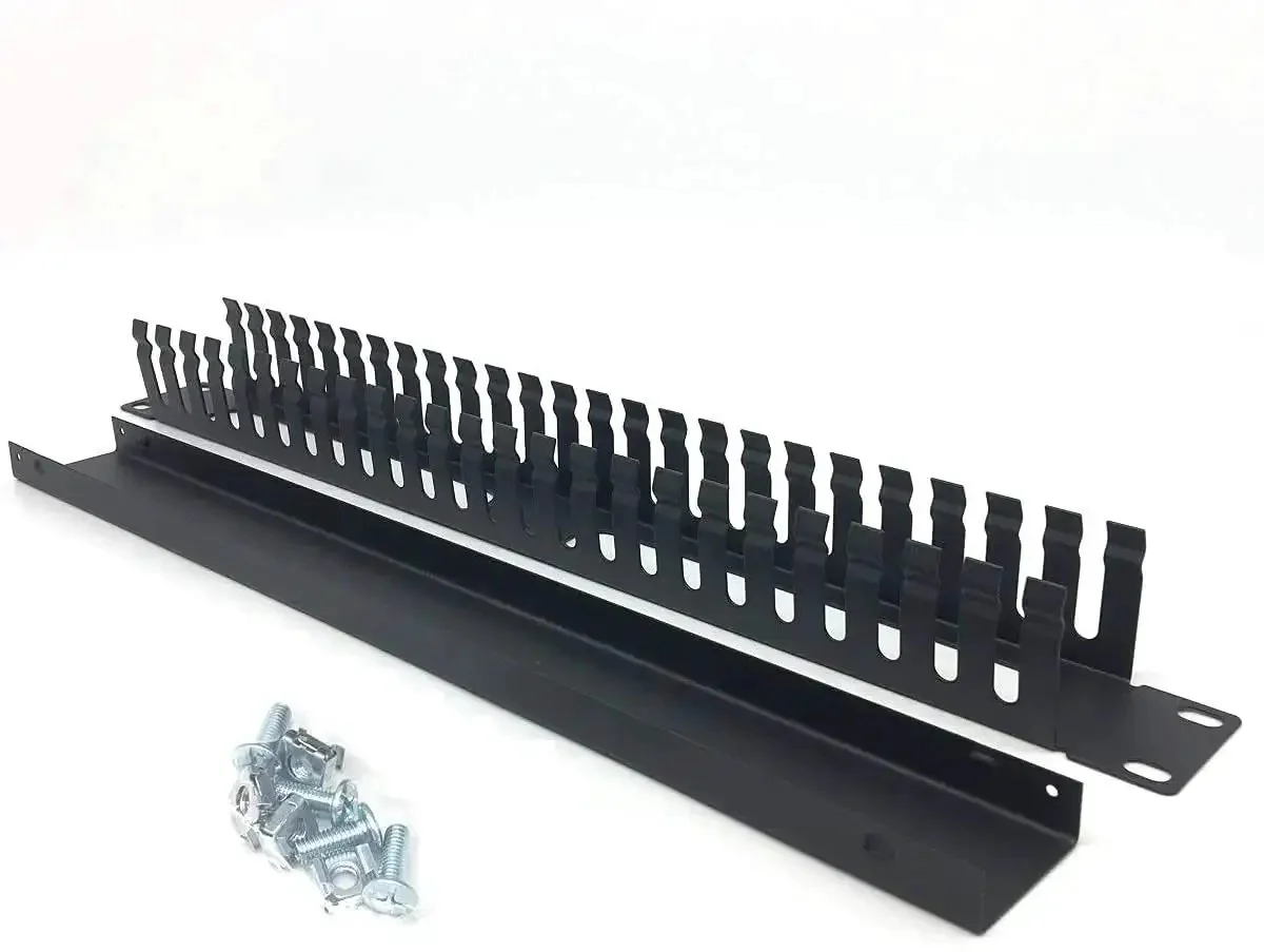 2 Pack 1U 19 Inch Cable Manager Horizontal Rack Mount With 24 Slot Metal Finger Duct Wire Organizer Cover And Mounting Screws For Server Rack Black No Fuss - Image 2