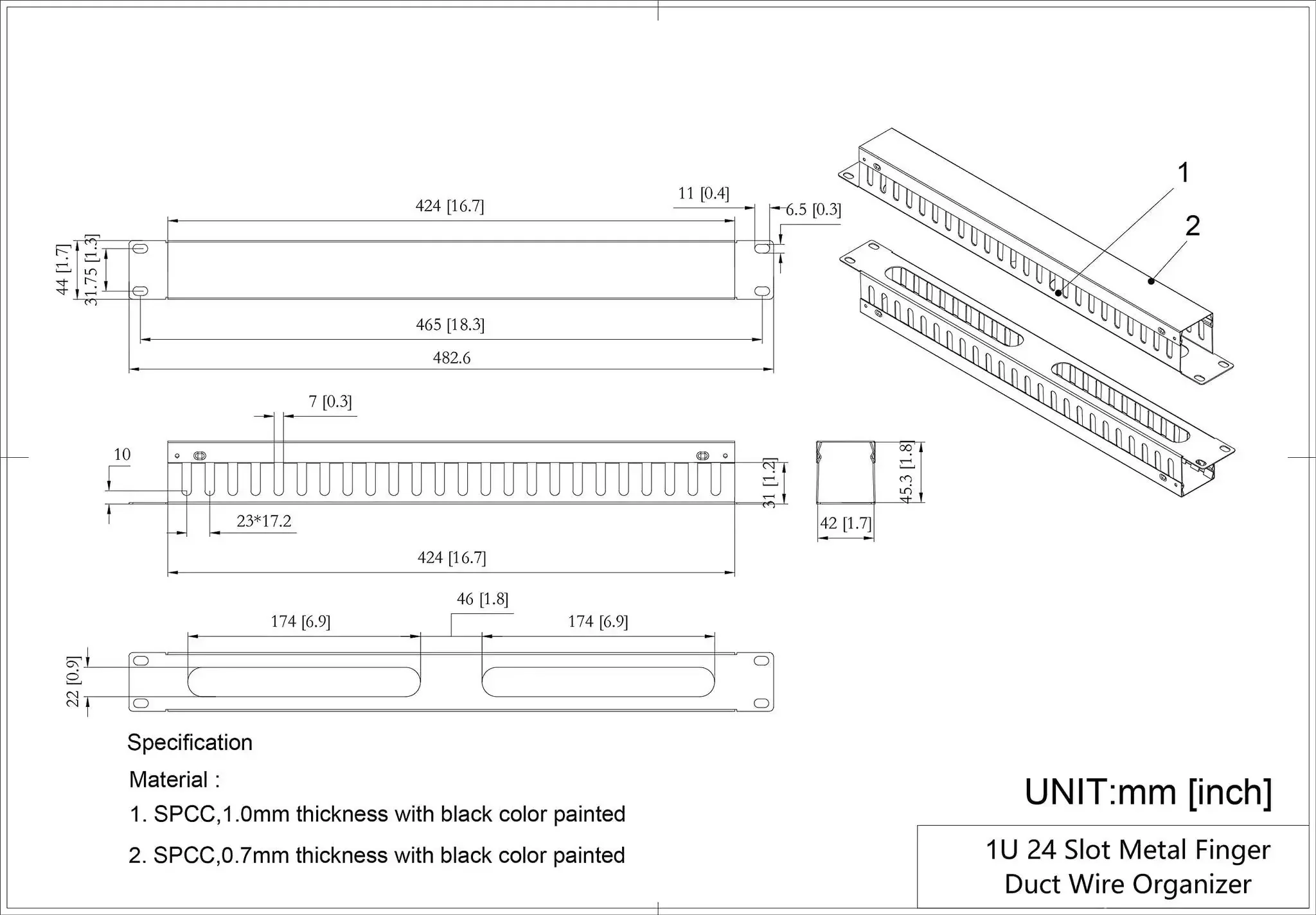 2 Pack 1U 19 Inch Cable Manager Horizontal Rack Mount With 24 Slot Metal Finger Duct Wire Organizer Cover And Mounting Screws For Server Rack Black No Fuss - Image 8