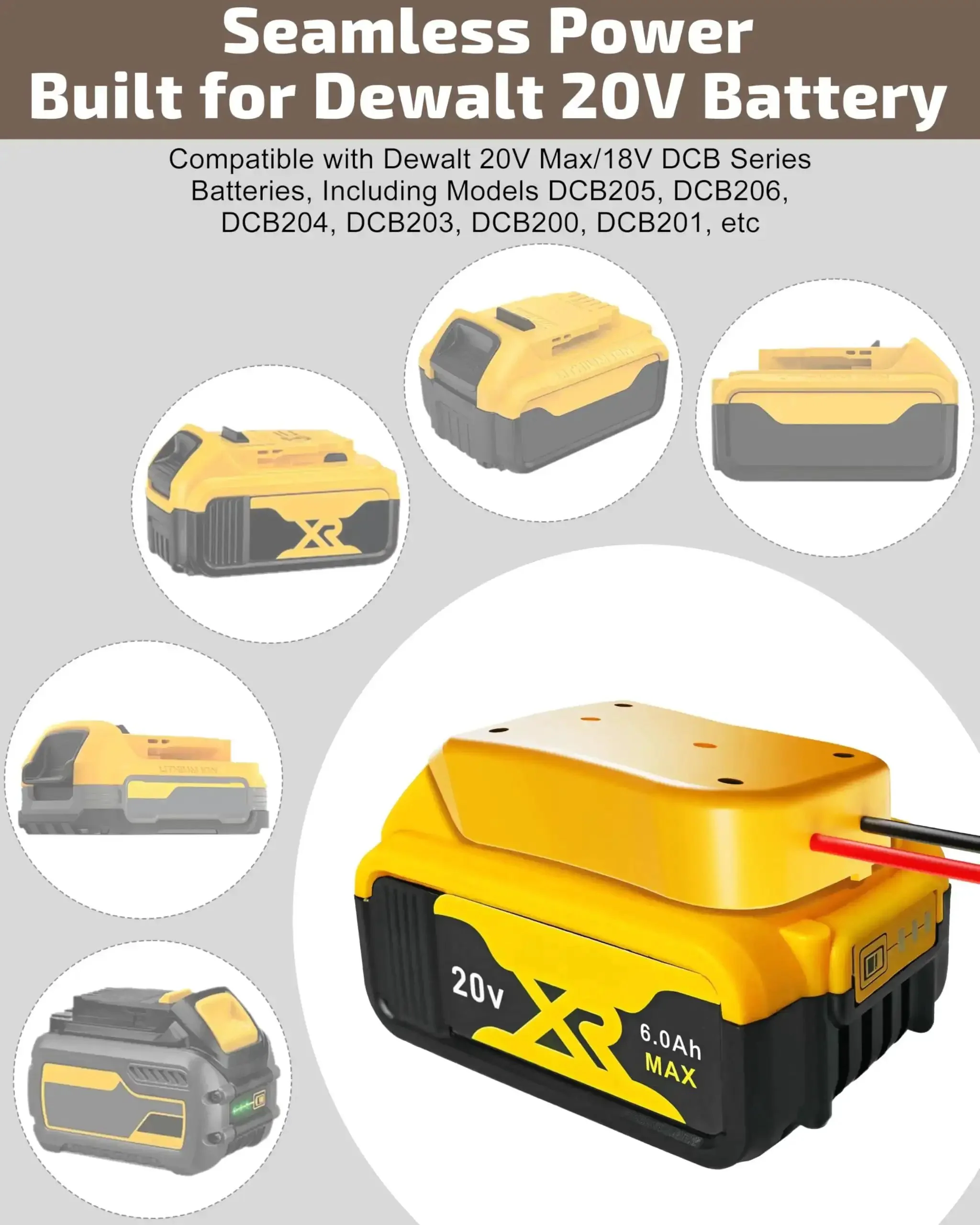 2-Pack 20V Battery Adapter For Power Wheels Upgrade Kit With Wire Connectors Fuses 12AWG Wire And DIY Ready Battery Converter For Kids Cars RC Toys Drills And More - Image 7