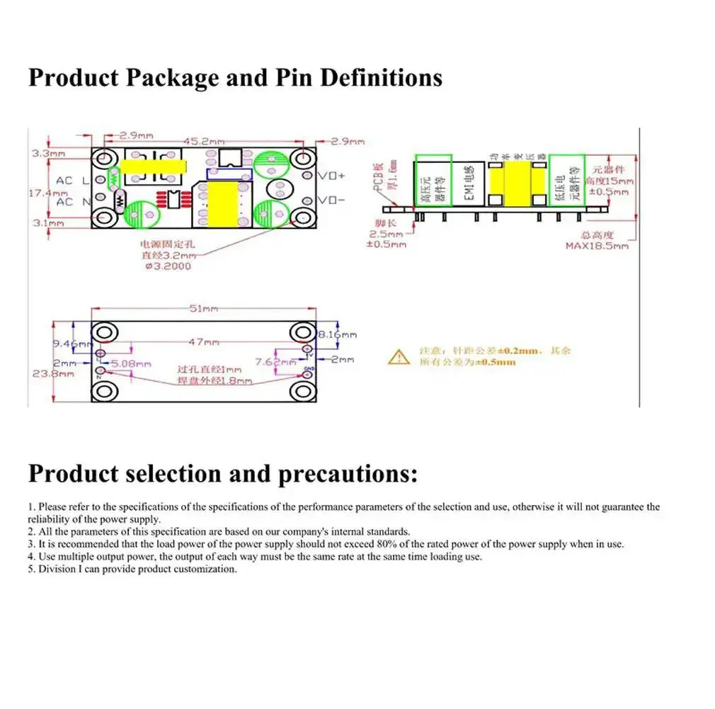 2 Pack 220V AC To 24V DC Isolated Switching Power Supply Module Board For DIY Projects, High Efficiency With Low Ripple, Strong Voltage Isolation, Universal Input 85-264V AC Or 110-370V DC, Mountable Onboard - Image 3