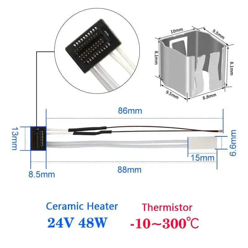2 Pack 24V 48W Ceramic Heater With Thermistor For P1P And P1S 3D Printers High Temp 300C Fast Heat Up Includes Fixing Clip No Fuss Replacement Parts For Easy Maintenance And Reliable Printing - Image 5