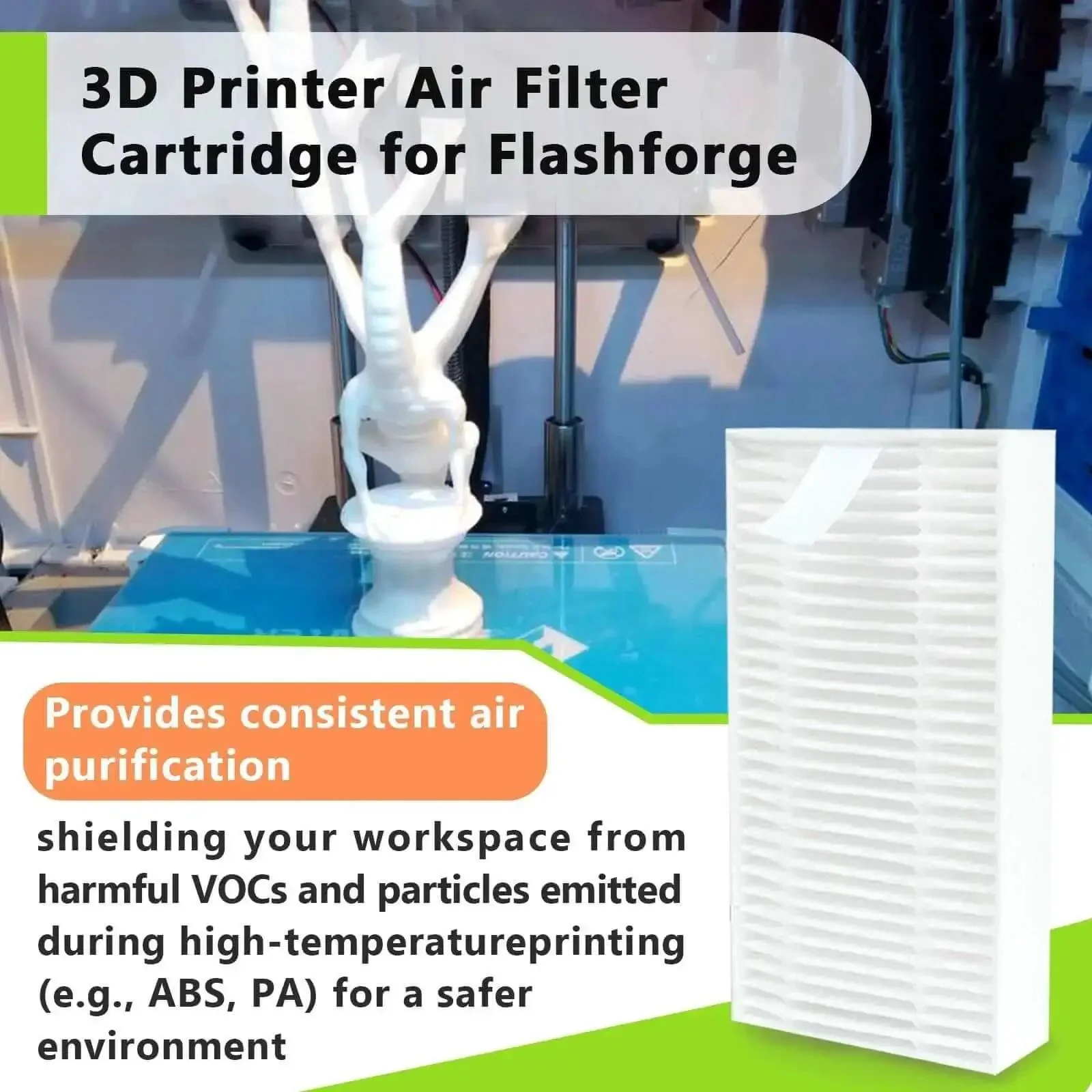 2 Pack 3D Printer Air Filter Cartridges For Adventurer 5M Pro And Adventurer 5M Easy To Install Replacement Filter Set For Clean Air Prolonged Printer Life And Better Print Quality - Image 7