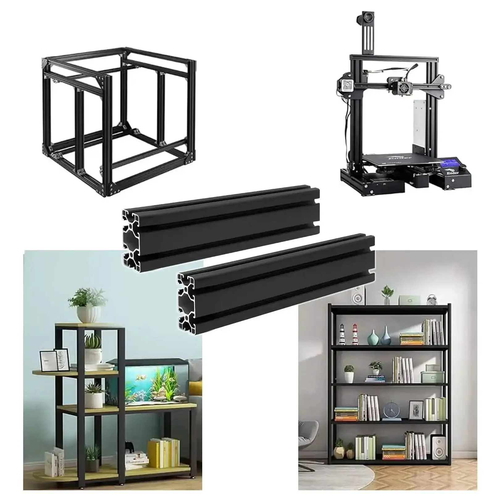 2 Pack 4080 T Slot Aluminum Extrusion 200mm Black 40x80 Profile Heavy Duty for T Slotted Framing European Standard Anodized Linear Rail for 3D Printer Accessories and Parts - Image 3