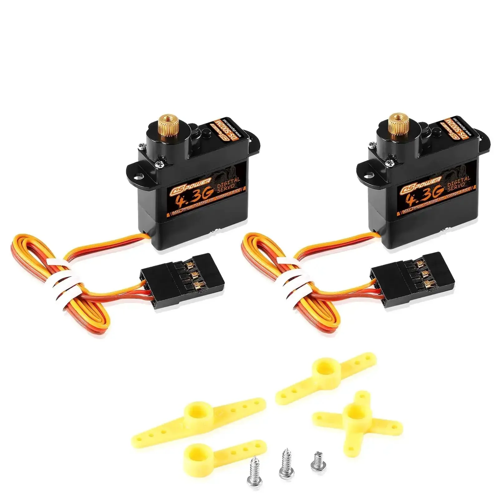 2 Pack 4.3G Mini RC Servo Digital Coreless Metal Gear for Fixed Wing Planes, Helicopters, Drones, Boats, and One Twenty Fourth One Twenty Eighth Scale RC Cars and Robots Toy Hobby