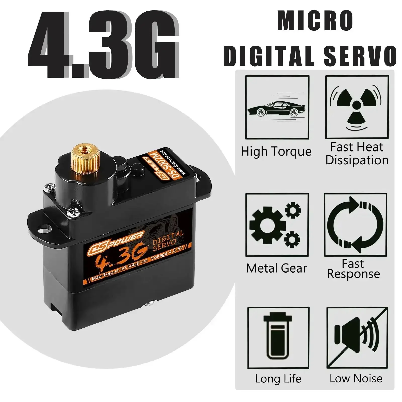 2 Pack 4.3G Mini RC Servo Digital Coreless Metal Gear for Fixed Wing Planes, Helicopters, Drones, Boats, and One Twenty Fourth One Twenty Eighth Scale RC Cars and Robots Toy Hobby - Image 5