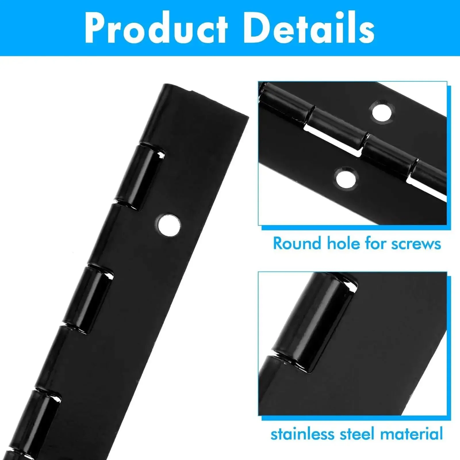 2 Pack 6 Inch Stainless Steel Piano Hinges With Screws Heavy Duty Black Cabinet Hinge For Cabinets Doors Windows Boats And Pianos Rust Resistant And Easy Install Hardware - Image 5