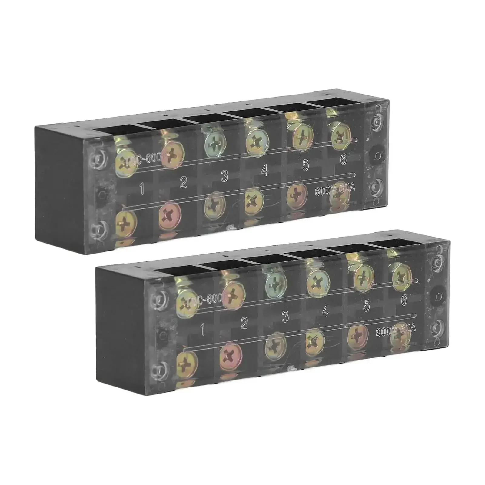 2 Pack 60A 600V Terminal Strip With Clear Cover Dual Row Screw Clamp Wire Terminal Block For Bridge Lighting And Factory Electrical Cables No Fuss DIY Wiring - Image 3