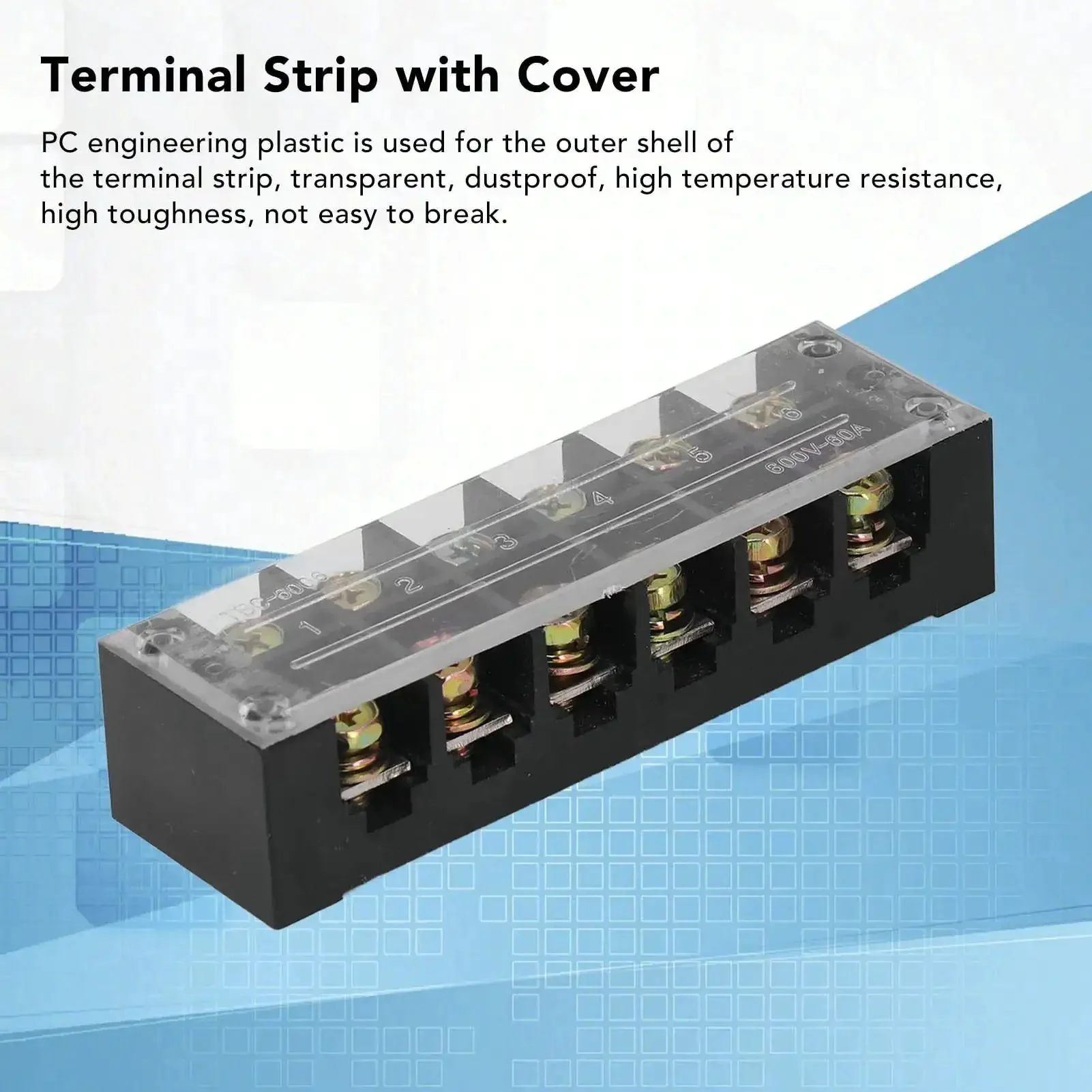 2 Pack 60A 600V Terminal Strip With Clear Cover Dual Row Screw Clamp Wire Terminal Block For Bridge Lighting And Factory Electrical Cables No Fuss DIY Wiring - Image 6