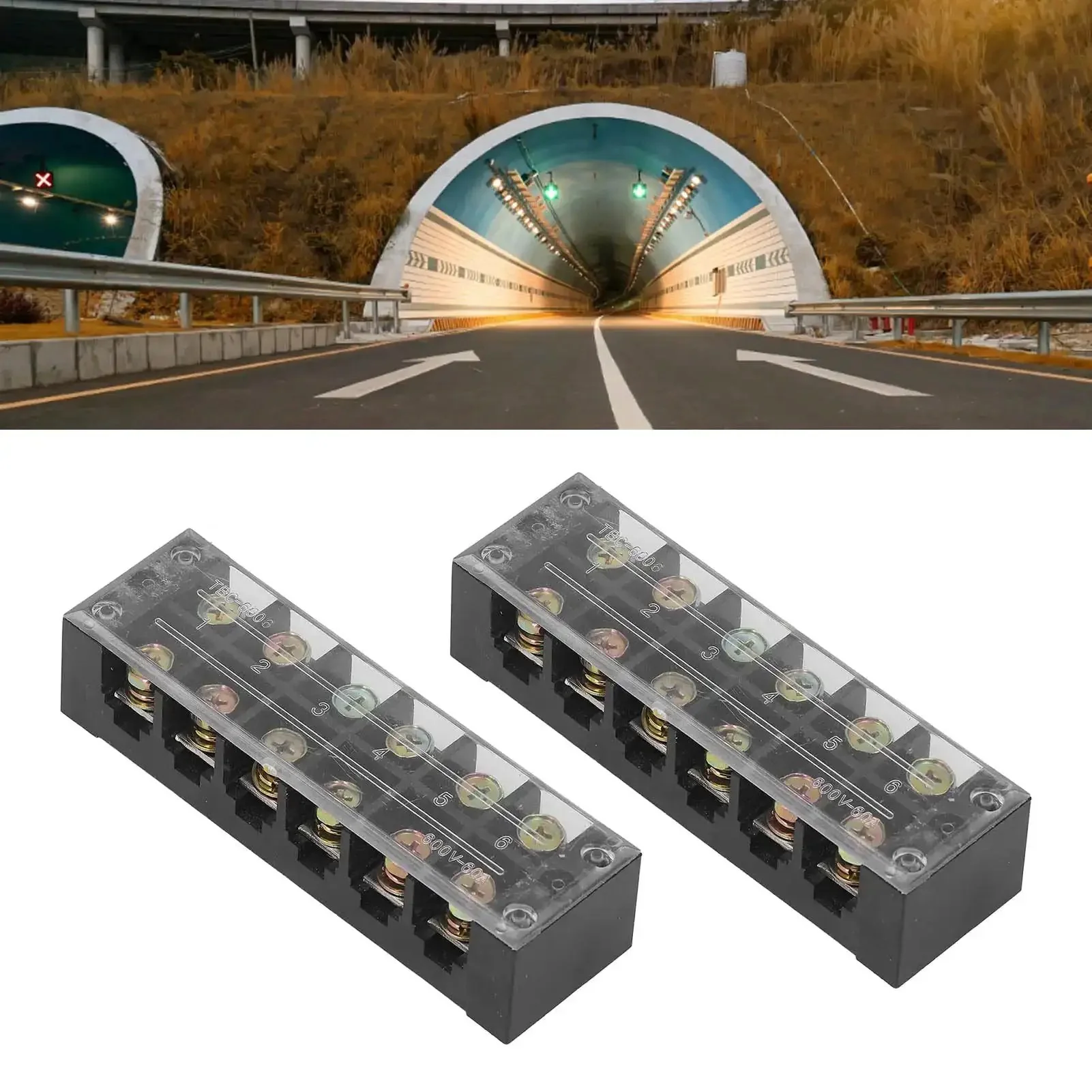 2 Pack 60A 600V Terminal Strip With Clear Cover Dual Row Screw Clamp Wire Terminal Block For Bridge Lighting And Factory Electrical Cables No Fuss DIY Wiring - Image 7