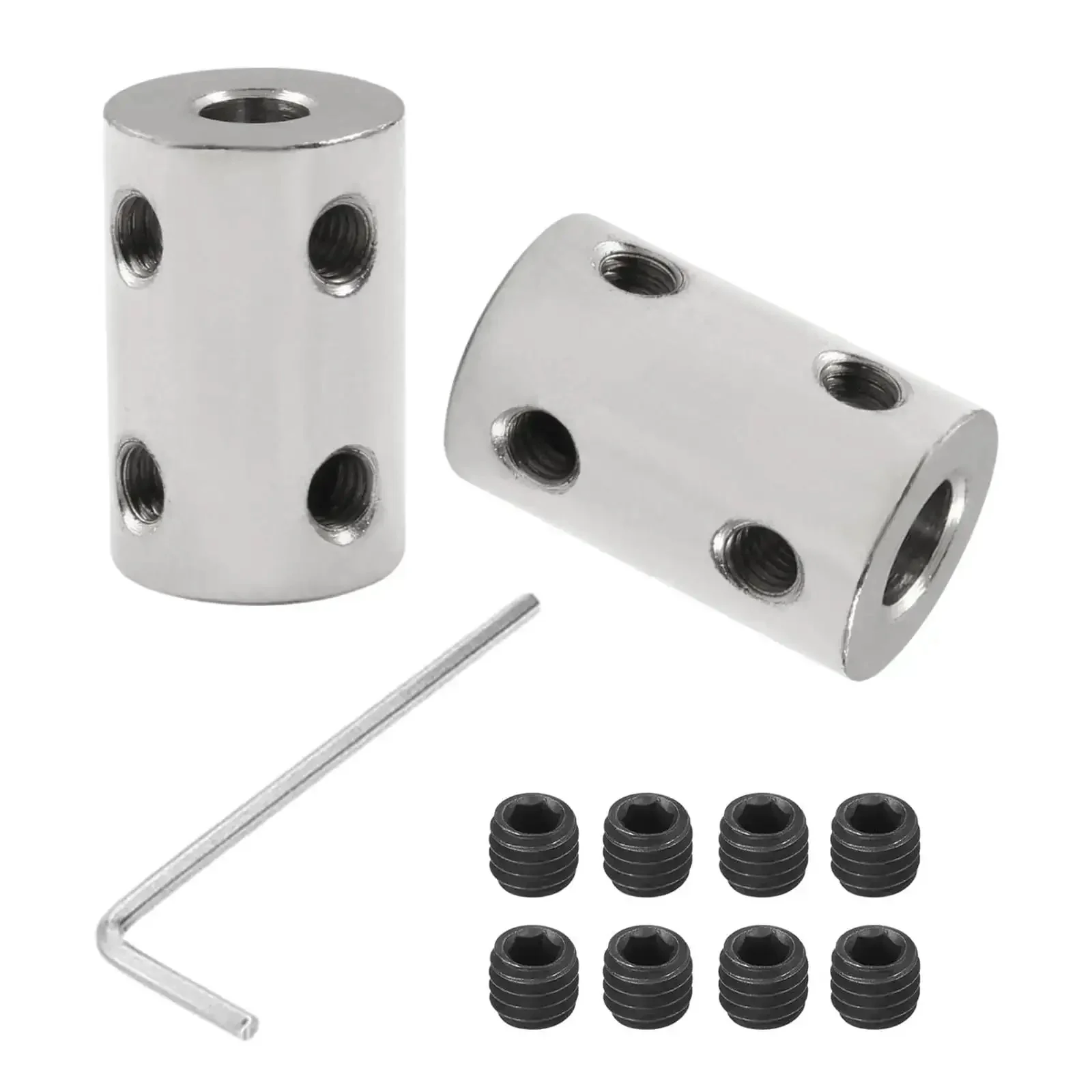 2 Pack 6mm To 6.35mm Bore Rigid Shaft Coupler With Set Screws 14mm Diameter 22mm Length Carbon Steel Galvanized Built Tough Heavy Duty High Torque Motor Connector For 3D Printers RC Boats Cars And Aircraft
