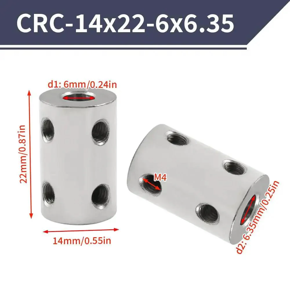 2 Pack 6mm To 6.35mm Bore Rigid Shaft Coupler With Set Screws 14mm Diameter 22mm Length Carbon Steel Galvanized Built Tough Heavy Duty High Torque Motor Connector For 3D Printers RC Boats Cars And Aircraft - Image 8