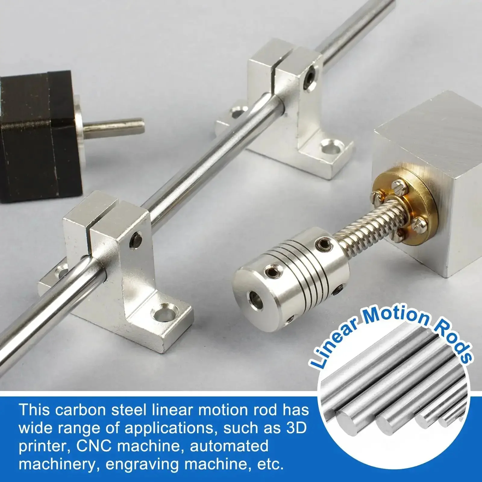 2 Pack 8Mm By 200Mm Steel Linear Motion Rods For CNC And 3D Printers, Smooth Glide Rod Shafts, Precision Guide Rails, Five Sixteenth Inch Outer Diameter, 0.66 Foot Length - Image 3