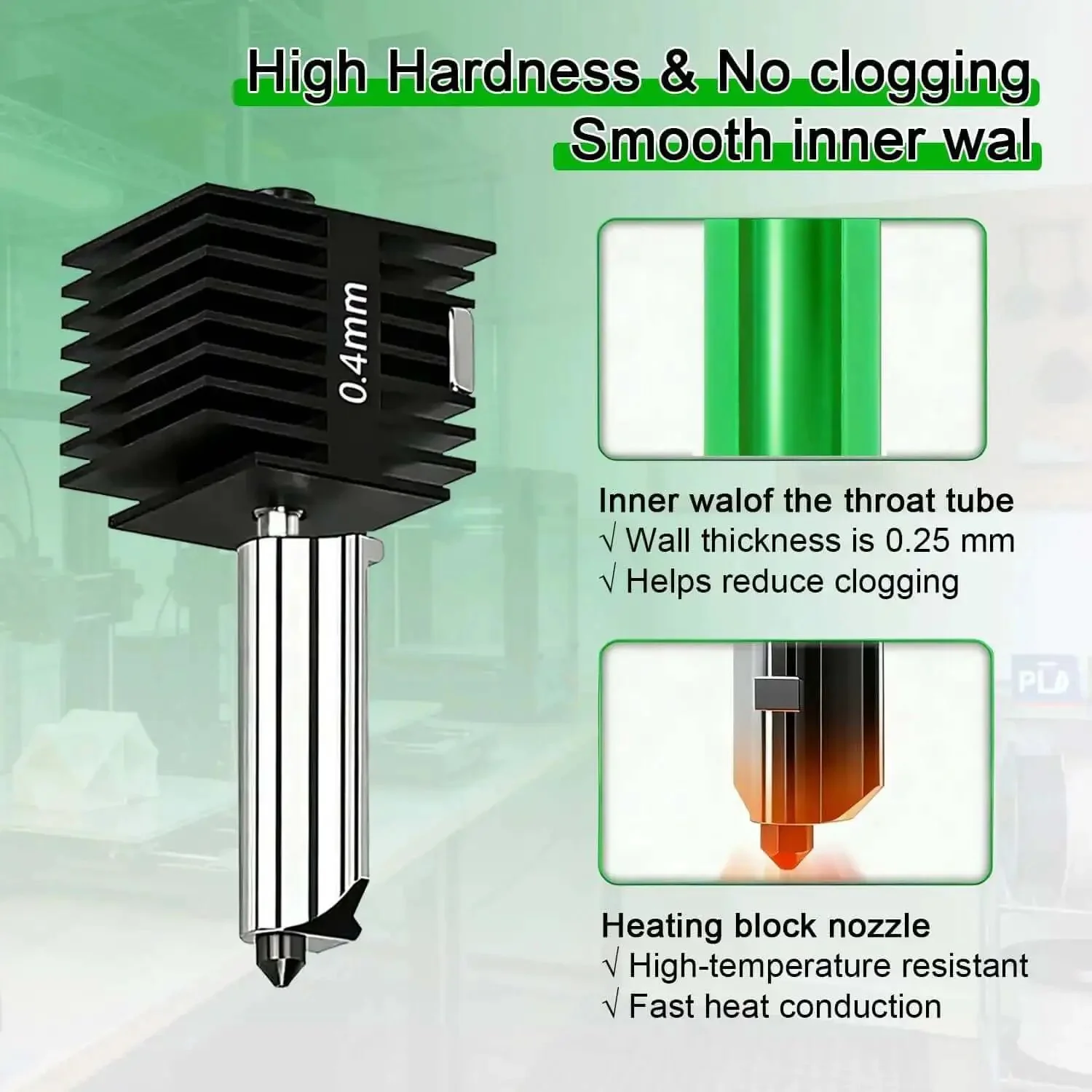 2 Pack A1 Mini And A1 Hotend Kit With 0.4mm Hardened Steel Nozzle, High Temperature Print Head Extruder Replacement For A1 Mini 3D Printer Includes Silicone Socks And Wrench - Image 3