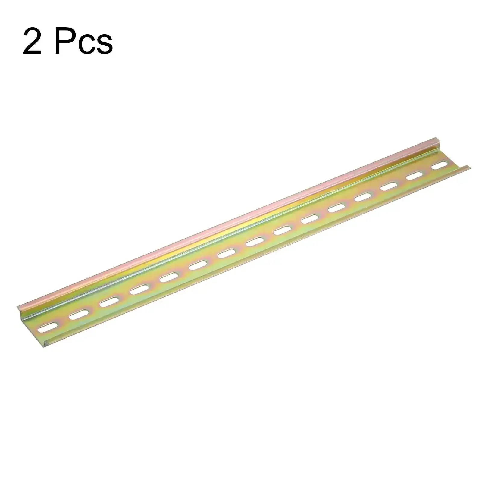 2 Pack DIN Rail Slotted Iron Mounting Guide 16 Inch Long 35mm Wide 7.5mm High Bronze Tone For Electrical Installations Ideal For Circuit Breakers Contactor Relays Terminal Blocks Power Supplies - Image 3