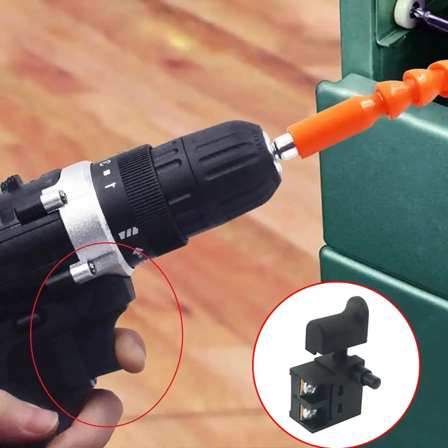 2 Pack Hammer Trigger Power Tool Switches With Pushbutton 6A 110 Type For Drill Cutter Hand Drill And Angle Grinder Durable Metal And Plastic Construction Easy Install And Comfortable Press - Image 2