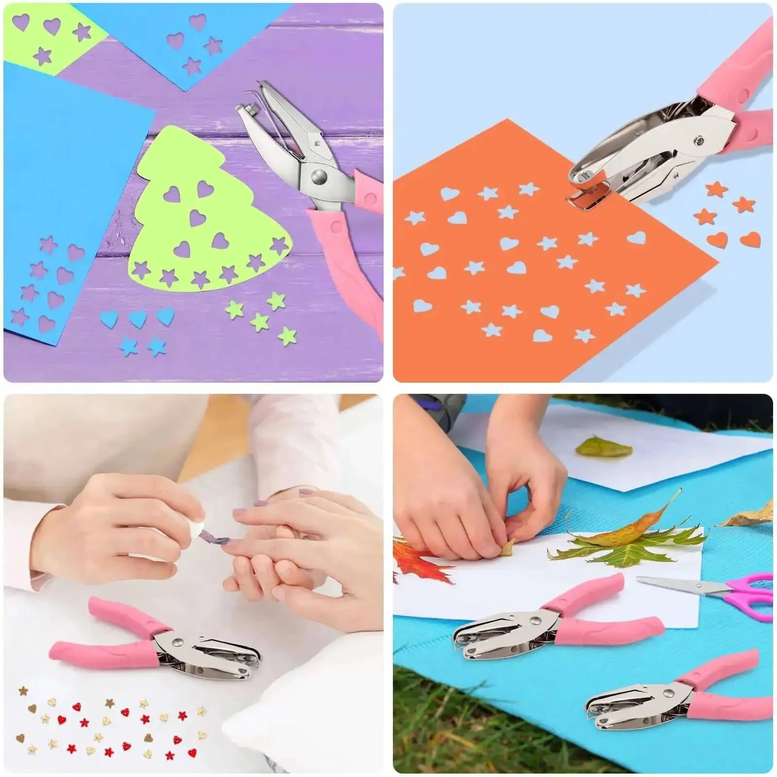 2 Pack Handheld Hole Punch Set With Heart And Star Shape Punches, Stainless Steel Construction, Ergonomic Easy Grip Handles, Portable Paper Punches For DIY Crafts, Scrapbooking, Card Making, Journaling - Image 2