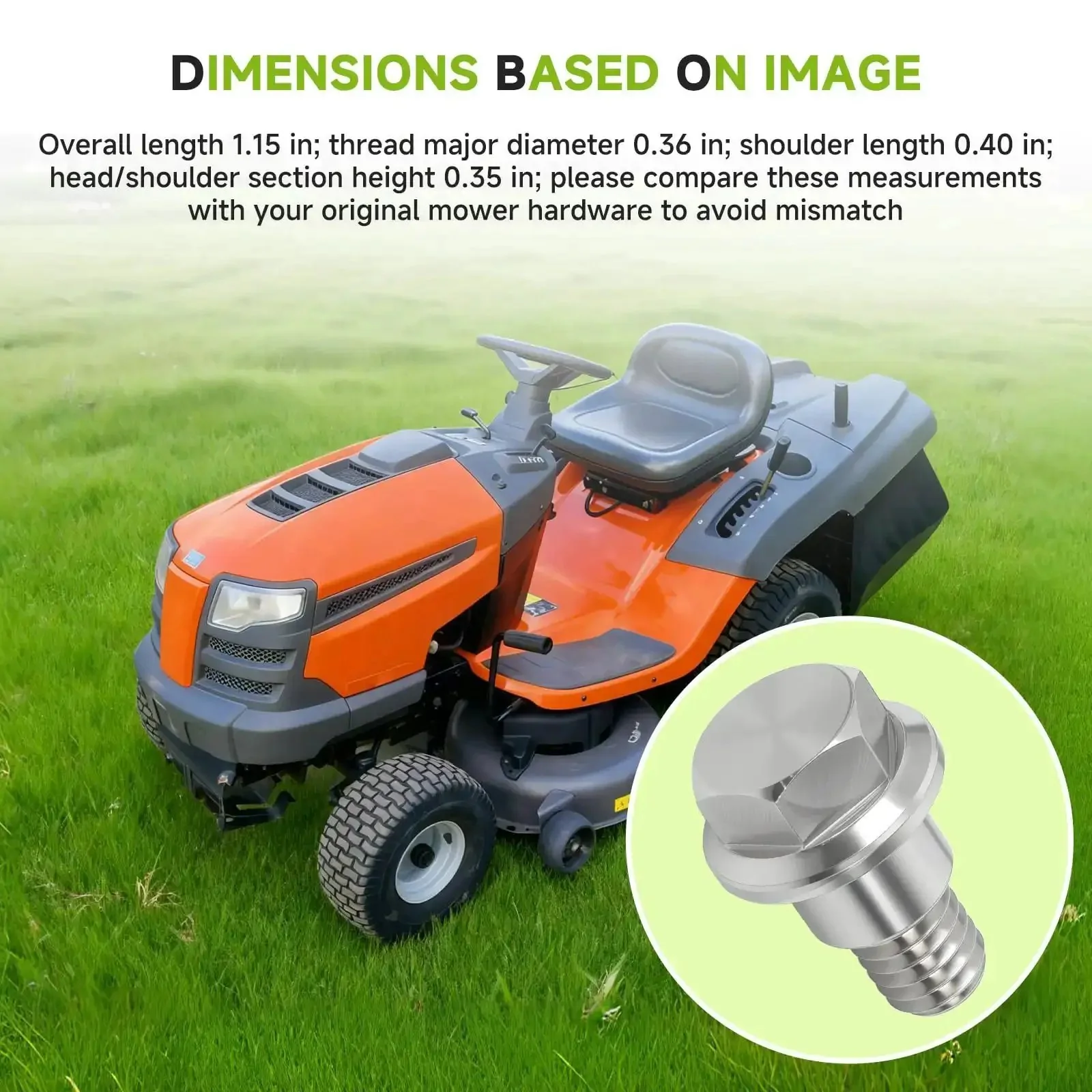 2 Pack Heavy Duty Shoulder Bolts For Riding Mower Deck Suspension And Chassis Hardware Cross Reference 532196539 196539 5321965 39 Compatible With Husqvarna And More Lawn Tractors - Image 3