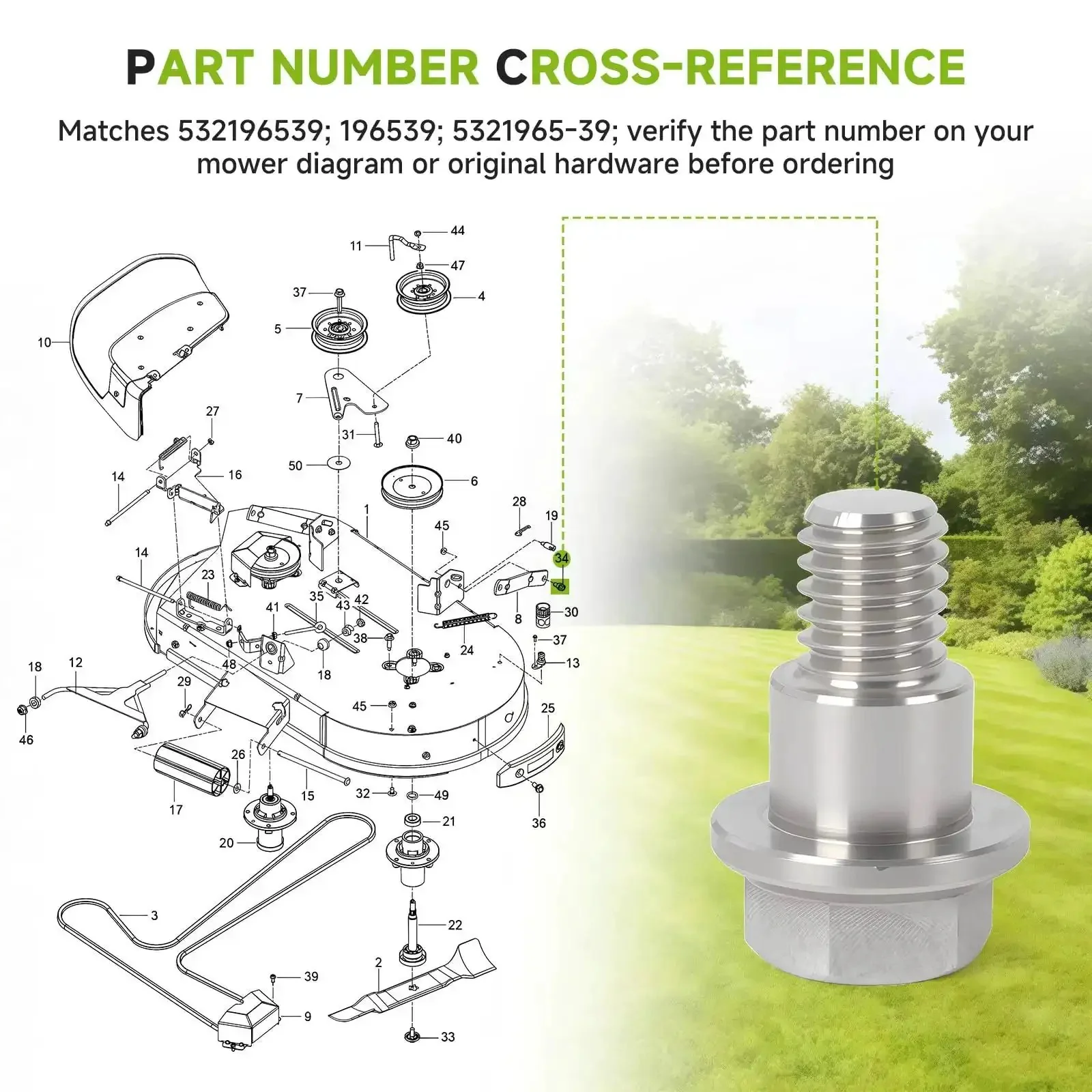 2 Pack Heavy Duty Shoulder Bolts For Riding Mower Deck Suspension And Chassis Hardware Cross Reference 532196539 196539 5321965 39 Compatible With Husqvarna And More Lawn Tractors - Image 6